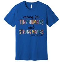 Caring For Tiny Hu And Strong Mamas Mother Nurse Funny Gift Premium T-Shirt