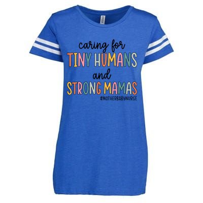 Caring For Tiny Hu And Strong Mamas Mother Nurse Funny Gift Enza Ladies Jersey Football T-Shirt