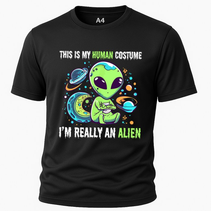 Cute Funny This Is My Human Costume IM Really An Alien Cooling Performance Crew T-Shirt