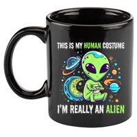 Cute Funny This Is My Human Costume IM Really An Alien 11oz C Handle Ceramic Mug