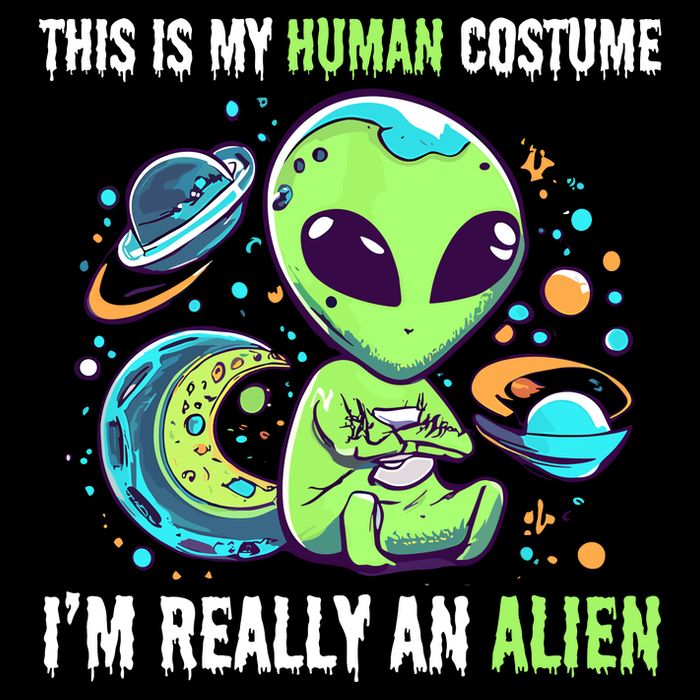 Cute Funny This Is My Human Costume IM Really An Alien Drawstring Bag
