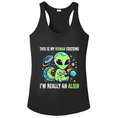 Cute Funny This Is My Human Costume IM Really An Alien Ladies PosiCharge Competitor Racerback Tank