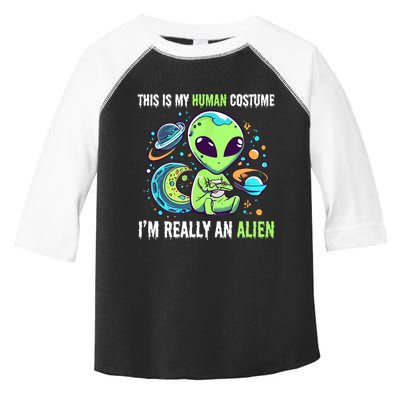 Cute Funny This Is My Human Costume IM Really An Alien Toddler Fine Jersey T-Shirt