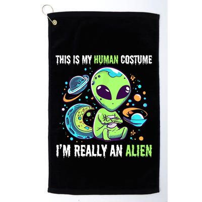 Cute Funny This Is My Human Costume IM Really An Alien Golf Towel