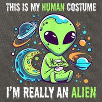 Cute Funny This Is My Human Costume IM Really An Alien Cotton Canvas Backpack