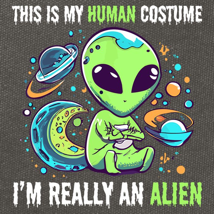 Cute Funny This Is My Human Costume IM Really An Alien Cotton Canvas Backpack