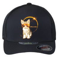 Cool Funny Total Solar Eclipse April 8 2024 Sunglasses Cat Kitten Flexfit Unipanel Trucker Cap