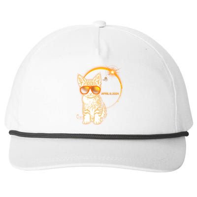 Cool Funny Total Solar Eclipse April 8 2024 Sunglasses Cat Kitten Snapback Five-Panel Rope Hat