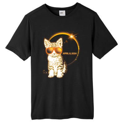 Cool Funny Total Solar Eclipse April 8 2024 Sunglasses Cat Kitten Tall Fusion ChromaSoft Performance T-Shirt