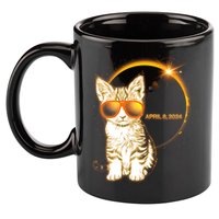 Cool Funny Total Solar Eclipse April 8 2024 Sunglasses Cat Kitten 11oz C Handle Ceramic Mug