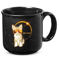 Cool Funny Total Solar Eclipse April 8 2024 Sunglasses Cat Kitten 15oz Campfire Ceramic Mug