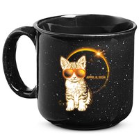 Cool Funny Total Solar Eclipse April 8 2024 Sunglasses Cat Kitten 15oz Campfire Ceramic Mug