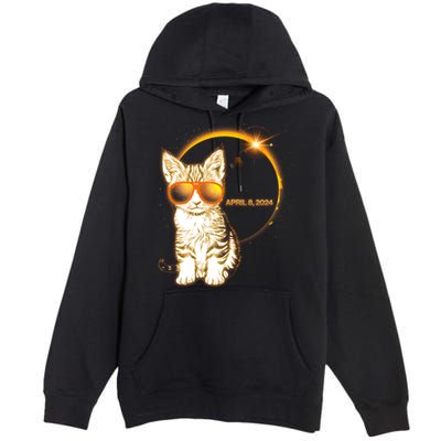 Cool Funny Total Solar Eclipse April 8 2024 Sunglasses Cat Kitten Premium Pullover Hoodie
