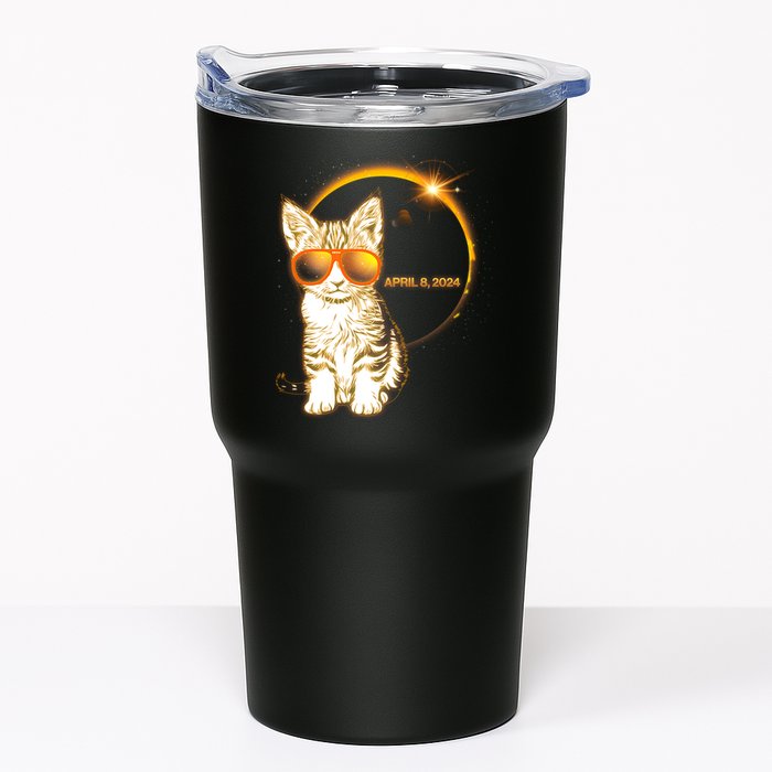 Cool Funny Total Solar Eclipse April 8 2024 Sunglasses Cat Kitten Tumbler