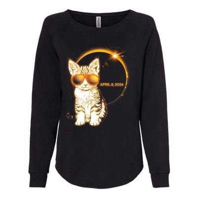 Cool Funny Total Solar Eclipse April 8 2024 Sunglasses Cat Kitten Womens California Wash Sweatshirt