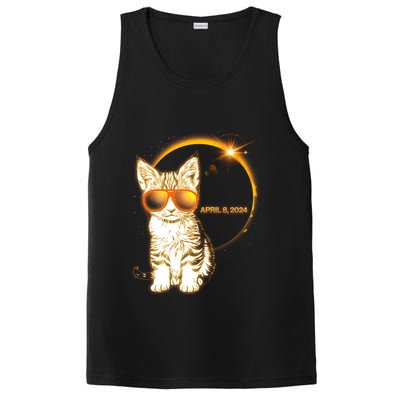 Cool Funny Total Solar Eclipse April 8 2024 Sunglasses Cat Kitten PosiCharge Competitor Tank