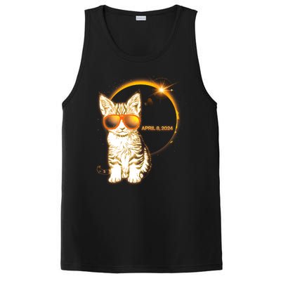 Cool Funny Total Solar Eclipse April 8 2024 Sunglasses Cat Kitten PosiCharge Competitor Tank