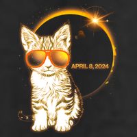 Cool Funny Total Solar Eclipse April 8 2024 Sunglasses Cat Kitten Microfiber Hand Towel