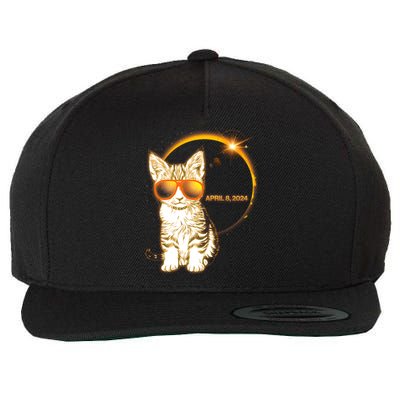 Cool Funny Total Solar Eclipse April 8 2024 Sunglasses Cat Kitten Wool Snapback Cap