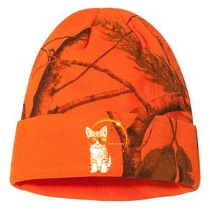 Cool Funny Total Solar Eclipse April 8 2024 Sunglasses Cat Kitten Kati Licensed 12" Camo Beanie