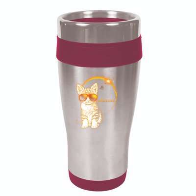 Cool Funny Total Solar Eclipse April 8 2024 Sunglasses Cat Kitten 16oz Travel Tumbler