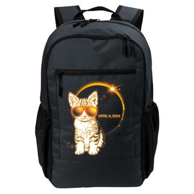 Cool Funny Total Solar Eclipse April 8 2024 Sunglasses Cat Kitten Daily Commute Backpack