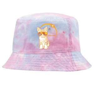 Cool Funny Total Solar Eclipse April 8 2024 Sunglasses Cat Kitten Tie-Dyed Bucket Hat