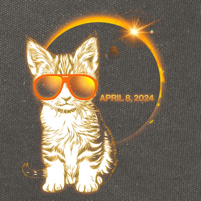 Cool Funny Total Solar Eclipse April 8 2024 Sunglasses Cat Kitten Cotton Canvas Backpack