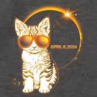 Cool Funny Total Solar Eclipse April 8 2024 Sunglasses Cat Kitten Vector Backpack