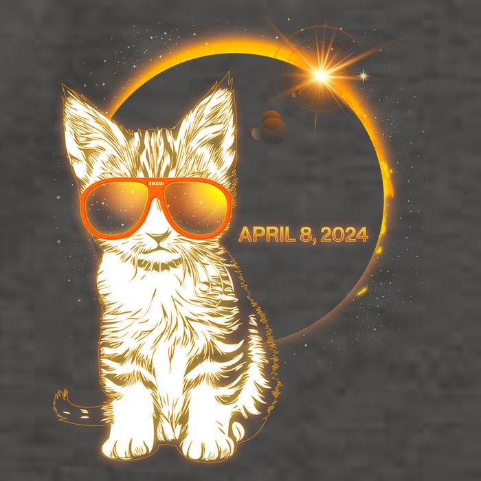 Cool Funny Total Solar Eclipse April 8 2024 Sunglasses Cat Kitten Vector Backpack