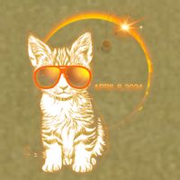 Cool Funny Total Solar Eclipse April 8 2024 Sunglasses Cat Kitten Garment-Dyed Women's Muscle Tee