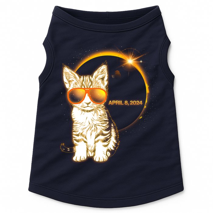 Cool Funny Total Solar Eclipse April 8 2024 Sunglasses Cat Kitten Doggie Tank