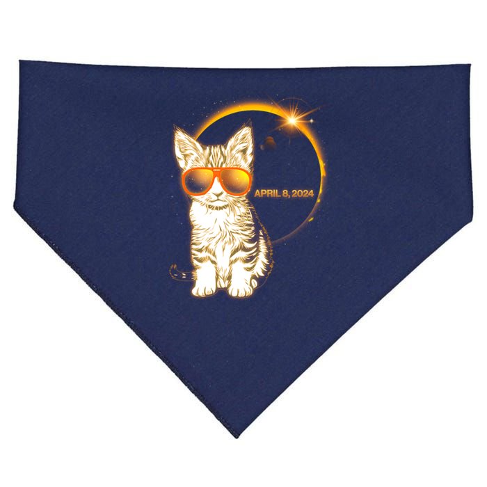 Cool Funny Total Solar Eclipse April 8 2024 Sunglasses Cat Kitten USA-Made Doggie Bandana