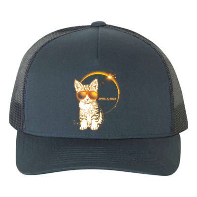 Cool Funny Total Solar Eclipse April 8 2024 Sunglasses Cat Kitten Yupoong Adult 5-Panel Trucker Hat