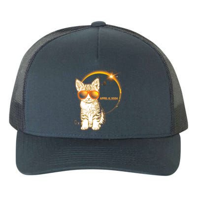 Cool Funny Total Solar Eclipse April 8 2024 Sunglasses Cat Kitten Yupoong Adult 5-Panel Trucker Hat