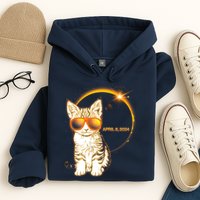 Cool Funny Total Solar Eclipse April 8 2024 Sunglasses Cat Kitten Hoodie