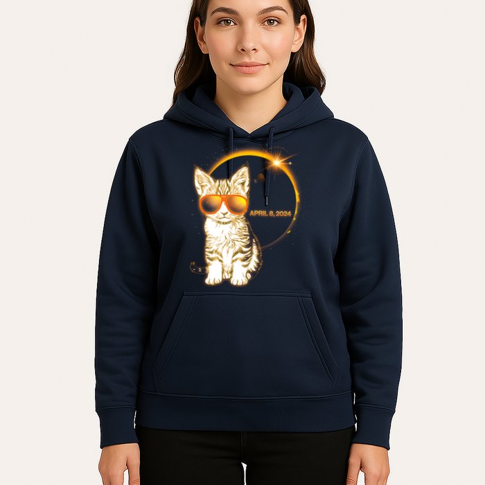 Cool Funny Total Solar Eclipse April 8 2024 Sunglasses Cat Kitten Hoodie