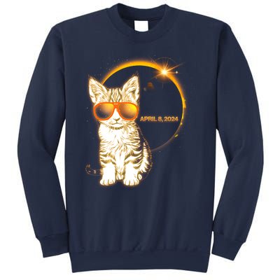 Cool Funny Total Solar Eclipse April 8 2024 Sunglasses Cat Kitten Sweatshirt