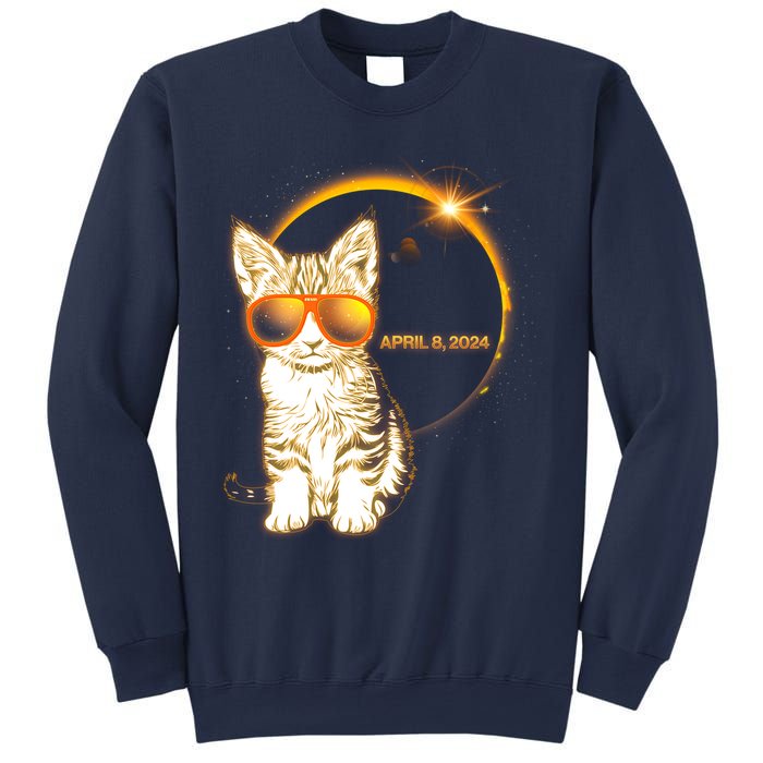 Cool Funny Total Solar Eclipse April 8 2024 Sunglasses Cat Kitten Sweatshirt