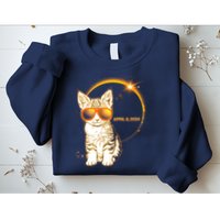 Cool Funny Total Solar Eclipse April 8 2024 Sunglasses Cat Kitten Sweatshirt