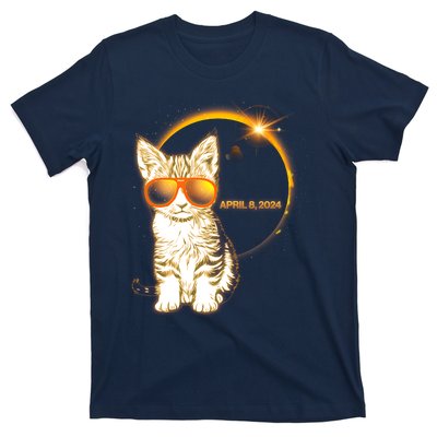 Cool Funny Total Solar Eclipse April 8 2024 Sunglasses Cat Kitten T-Shirt