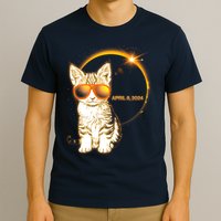 Cool Funny Total Solar Eclipse April 8 2024 Sunglasses Cat Kitten T-Shirt