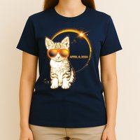 Cool Funny Total Solar Eclipse April 8 2024 Sunglasses Cat Kitten T-Shirt