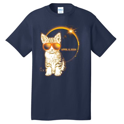 Cool Funny Total Solar Eclipse April 8 2024 Sunglasses Cat Kitten Tall T-Shirt