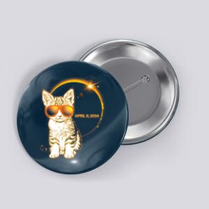 Cool Funny Total Solar Eclipse April 8 2024 Sunglasses Cat Kitten Button