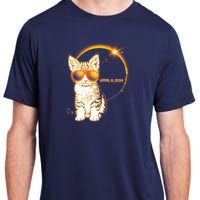 Cool Funny Total Solar Eclipse April 8 2024 Sunglasses Cat Kitten Adult ChromaSoft Performance T-Shirt