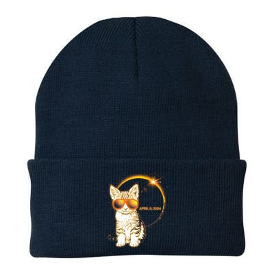 Cool Funny Total Solar Eclipse April 8 2024 Sunglasses Cat Kitten Beanie