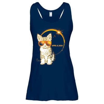 Cool Funny Total Solar Eclipse April 8 2024 Sunglasses Cat Kitten Ladies Essential Flowy Tank