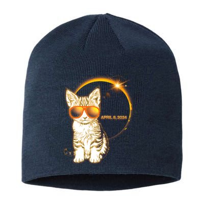 Cool Funny Total Solar Eclipse April 8 2024 Sunglasses Cat Kitten Sustainable Beanie