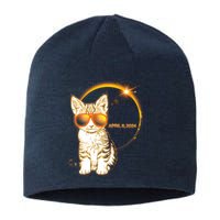 Cool Funny Total Solar Eclipse April 8 2024 Sunglasses Cat Kitten Sustainable Beanie